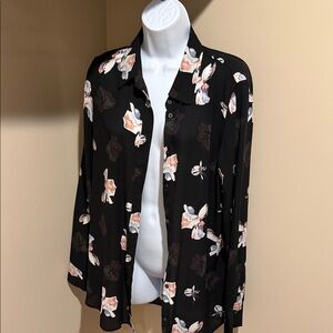 Banana Republic Black Floral Button Down Shirt